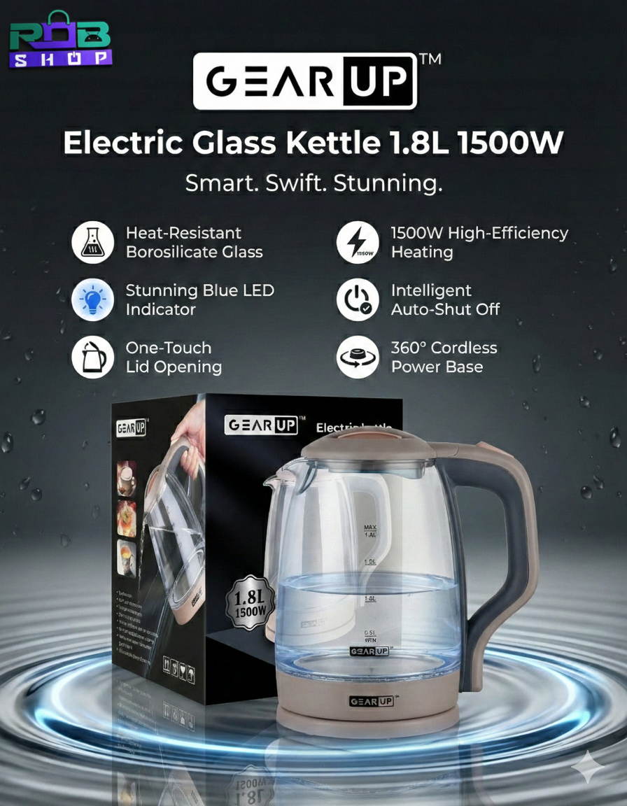 GearUP GK15 Electric Glass Kettle 1.8L (1500W)