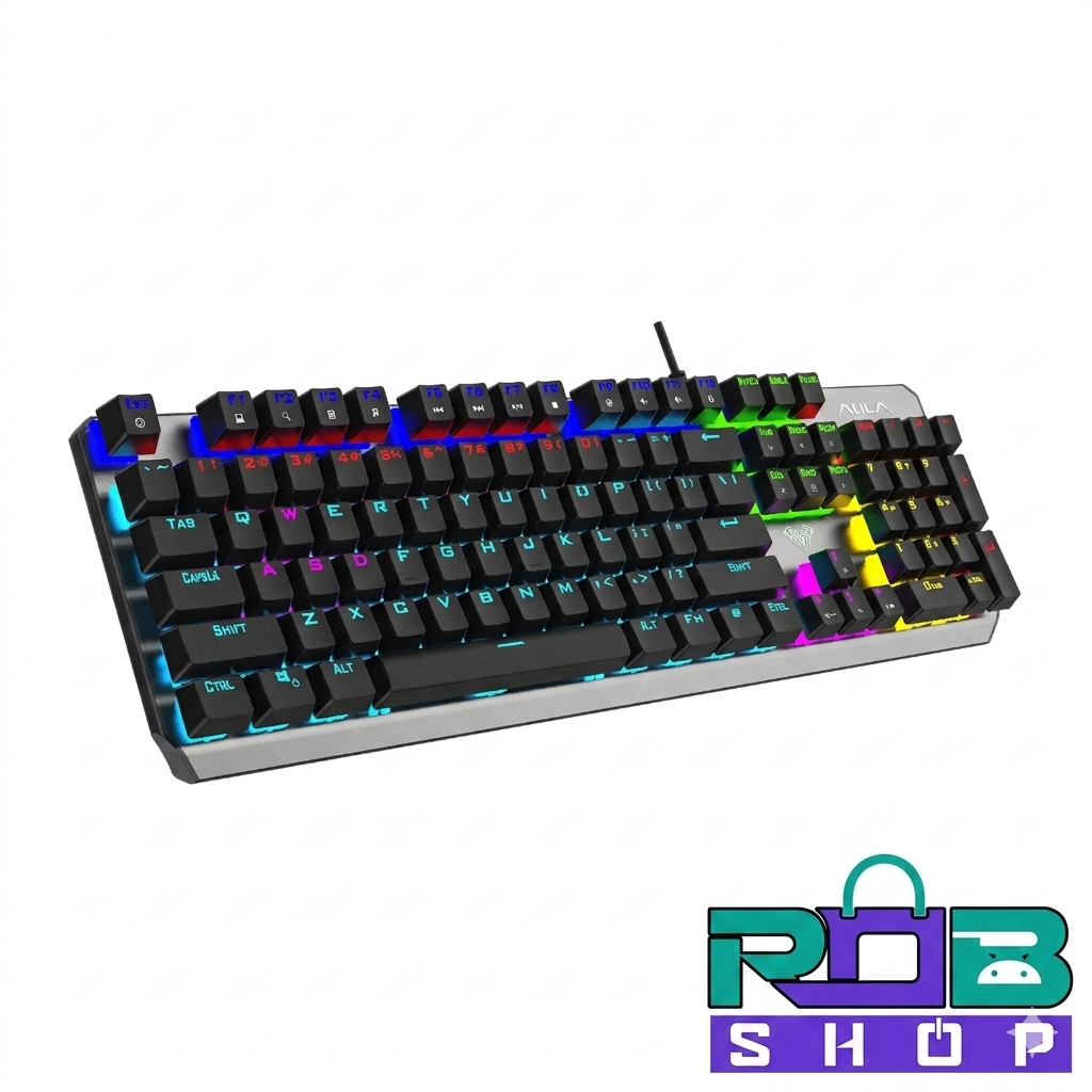 AULA F2066-II USB Wired Mechanical Gaming Keyboard — Full-Size RGB Backlit 104-Key Mechanical Keyboard